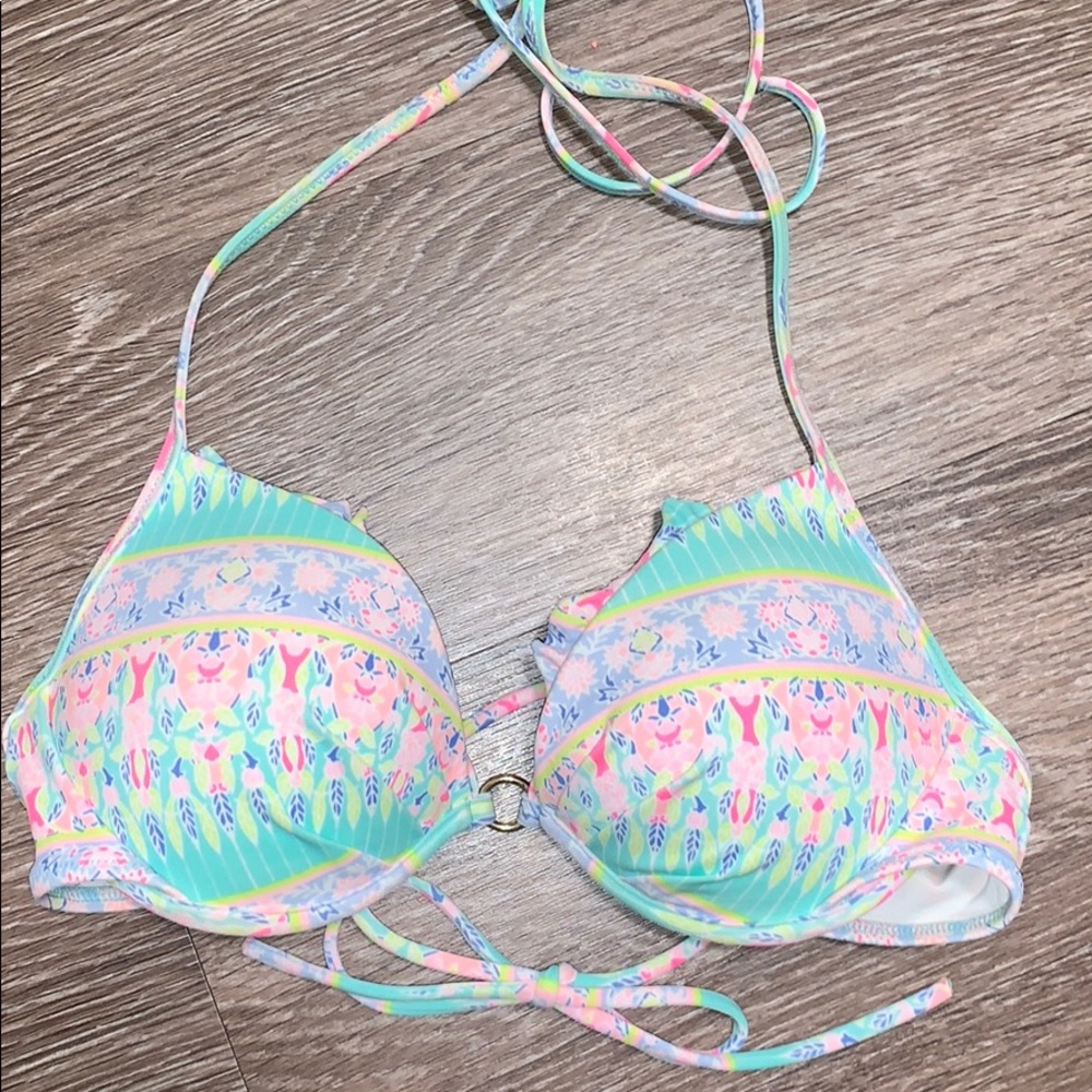 Victoria's Secret Pastel Floral Mint & Pink Bikini Top